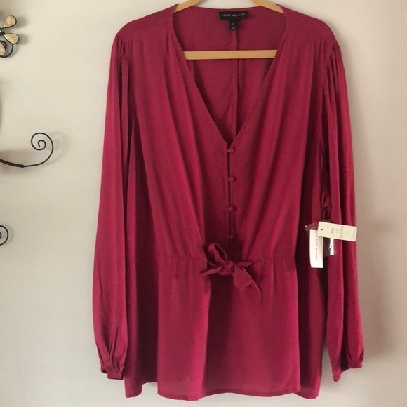 NEW Lane Bryant Fits That Flatter Illusions Collection Long Sleeve Blouse 22 Top - Picture 1 of 16